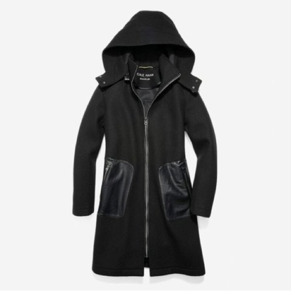 NWT Cole Haan Neoprene Bonded Wool Coat